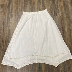 Soft‎ Surroundings Boho Cottagecore Maxi Skirt Sz M Hem White Beaded NWT Peasant